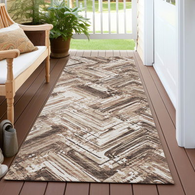 Carletha Washable Geometric Indoor / Outdoor Rug