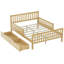 Full Size Wood Platform Bed With Guardrails On Both Sides And Two Storage Drawers