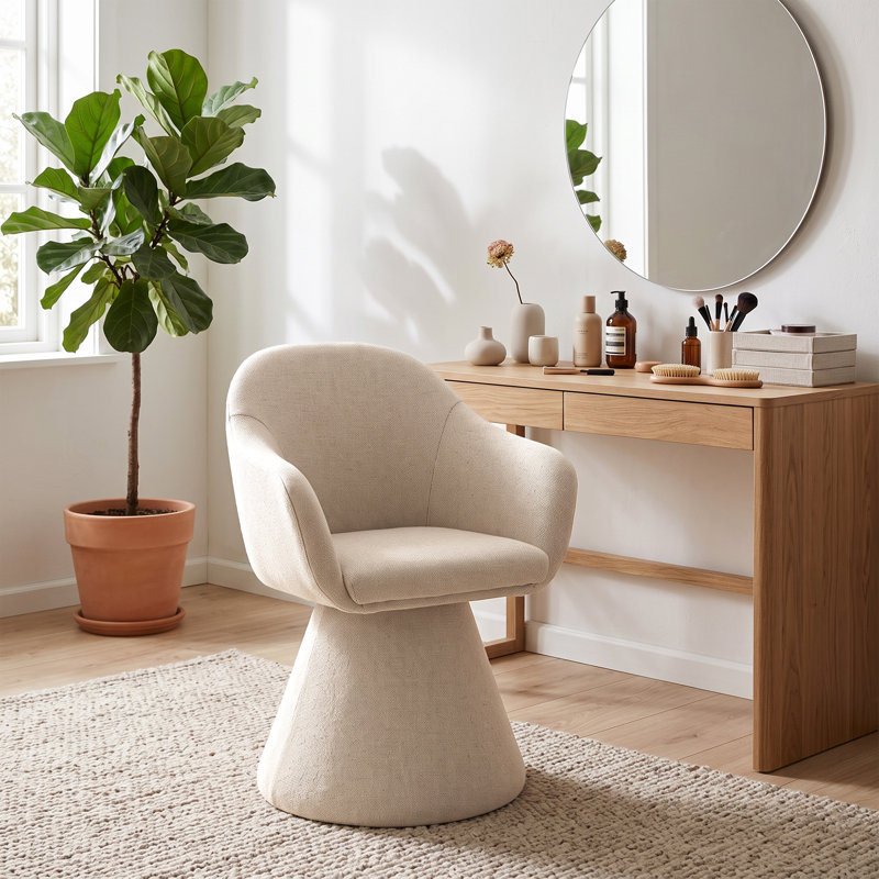 Upholstered Dining Chair, 47cm Seating Height, 1, Beige