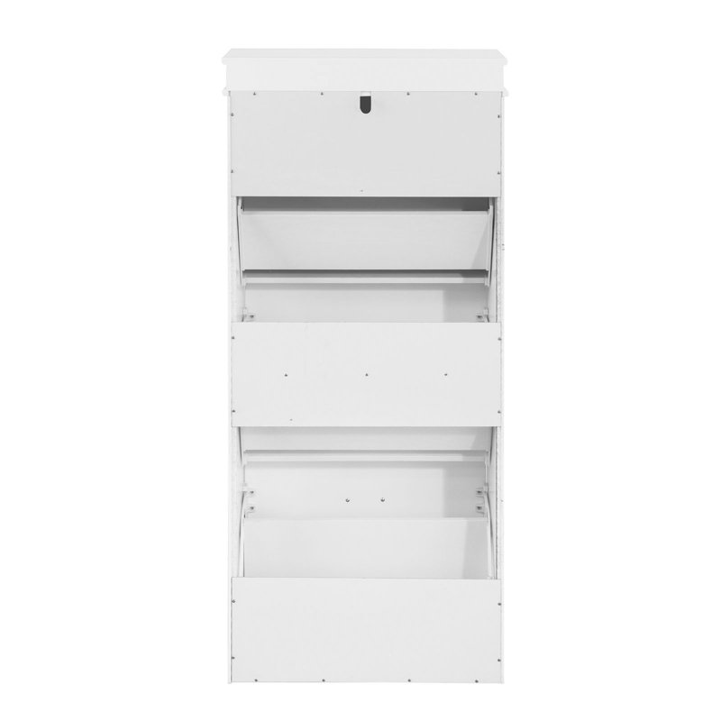 Moriah 12 Pair Shoe Storage Cabinet, White/Silver