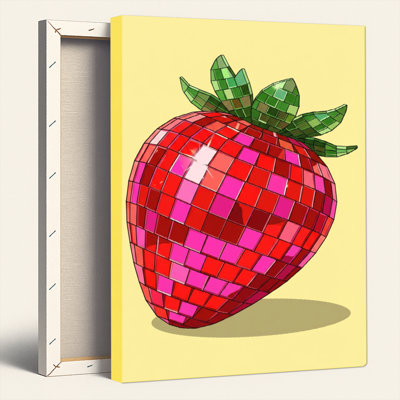Mirror Strawberry Canvas Wall Art Set Of 1