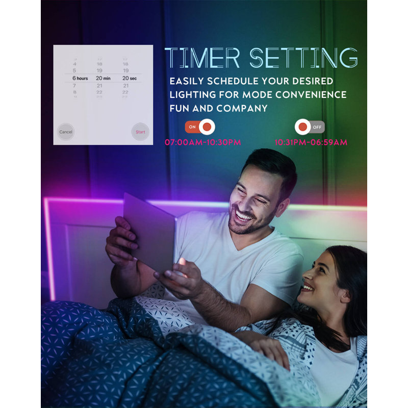 66FT LED Strips Lights Kit with Remote & App Control, Timer Function, Memory Features