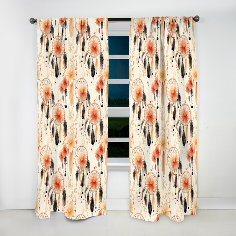 Désert du désert Boho à motif I - Rideau Boho - Rideau abstrait obscurcissant - 1 panneau, L 52 po x L 63 po