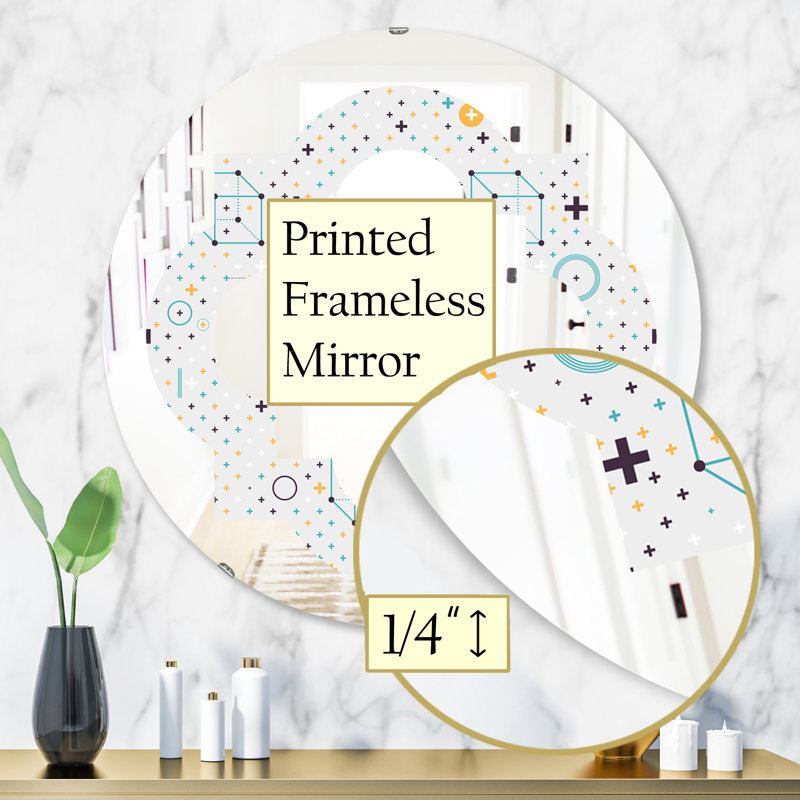 Miroir mural moderne sans cadre à éléments géométriques quadrilobe, 23,6 po x 23,6 po