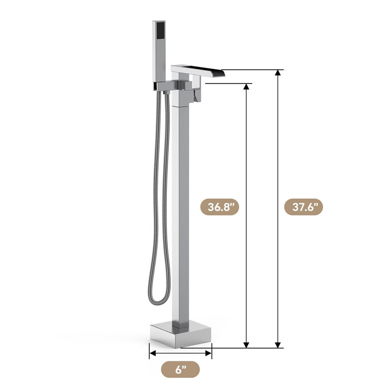 Freestanding Bathtub Faucet, Floor-Mount Tub Filler, Chrome