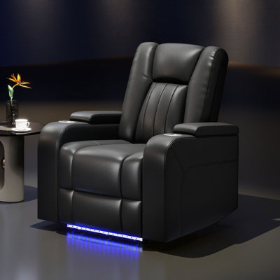 Ylianna 38'' W Faux Leather Power Recliner with USB Ports