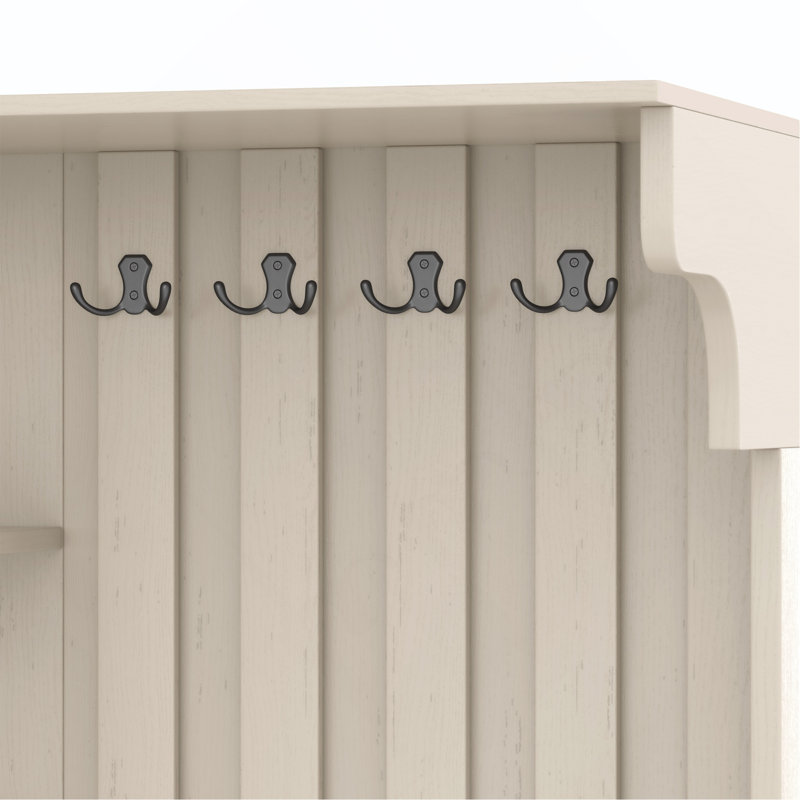 Multifunctional Left-Right Combination Hall Cabinet (Can Be Used Separately) With Storage And 4 Hooks, Storage Cabinet/ Hall Tree 2 In 1 For Living Room, Kitchen And Hallway