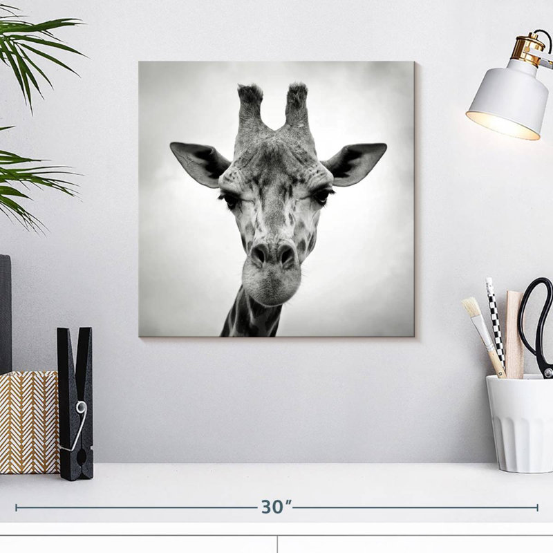 Crowle Giraffe BW, 16" H x 16" W