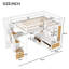 Lit mezzanine double avec bureau, tablettes, rangement - bureau blanc naturel et style simple