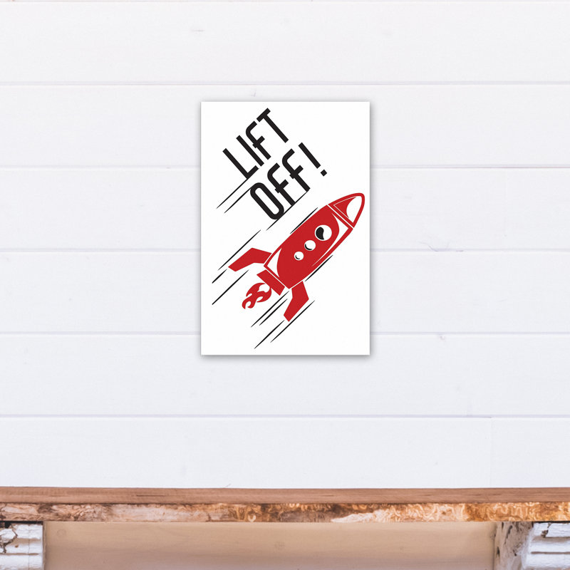 Art sur toile relevable rocket Braswell, H 18 po x l 12 po x P 1,25 po, Rouge