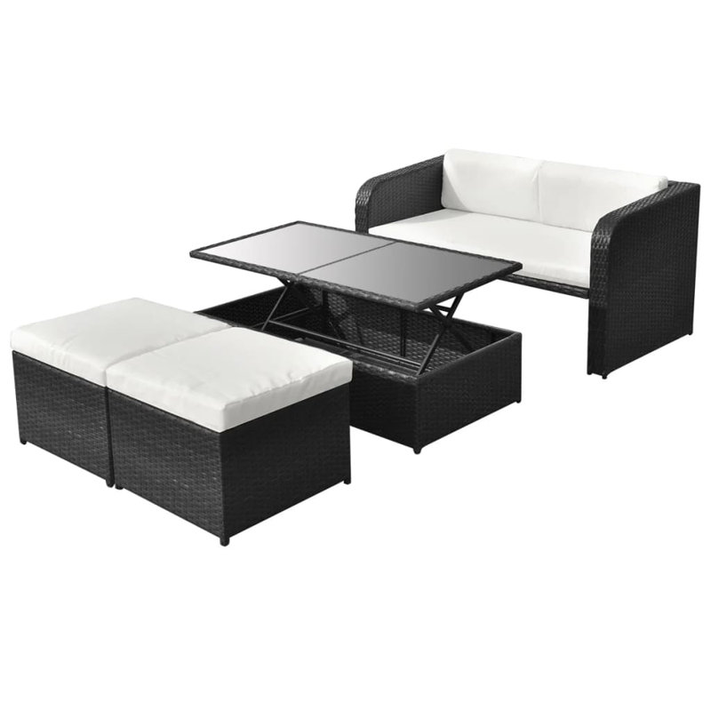 3 personnes - 60 po de long, Noir, Blanc crème