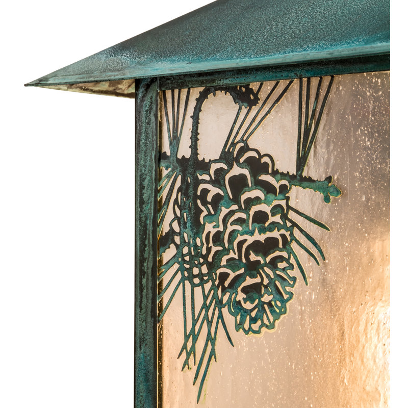 Xzavier Wall Light, Clear Seedy, Verdigris