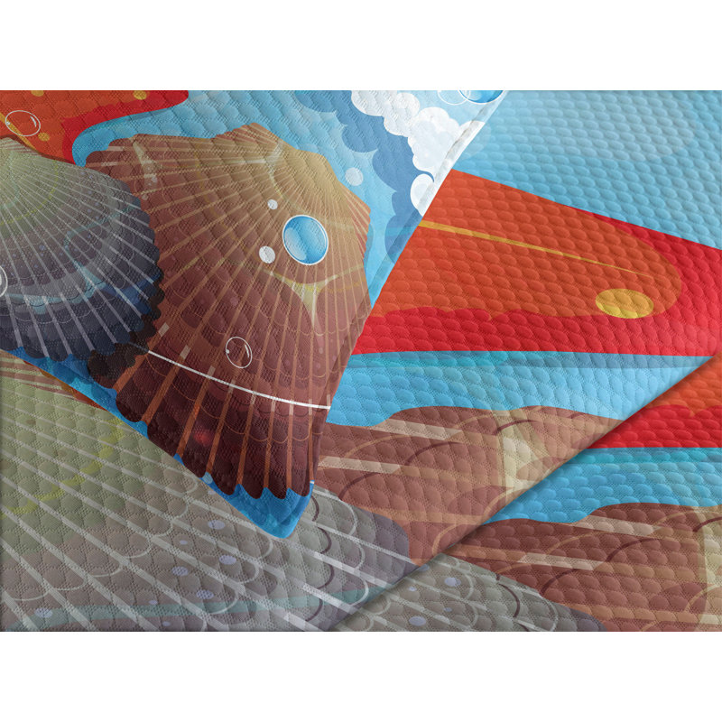 Ambesonne Starfish Bedspread Foaming Ocean Multicolor, Queen Bedspread + 2 Standard Shams
