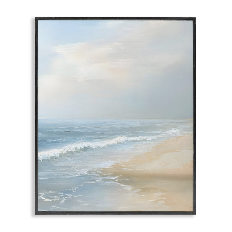 Estampe numérique Serenity Beach View, design par Franklyn Gregory, H 14 po x l 11 po, Giclée encadrée noir minuit