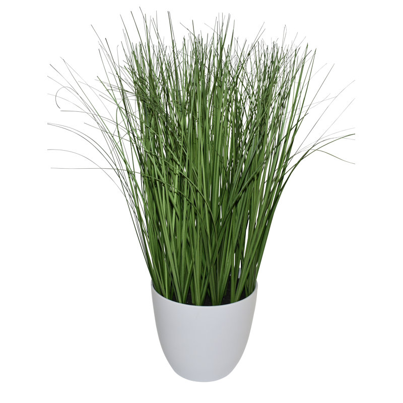 Herbe artificielle 24 po en pot blanc