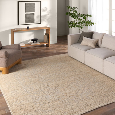 Jaipur Living Pranhita APS01 Handknotted Medallion Tan and Cream Area Rug (9'x12')