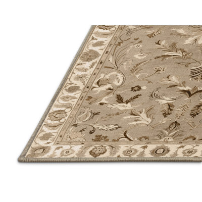 Machine Washable Tabriz Brown Area Rug