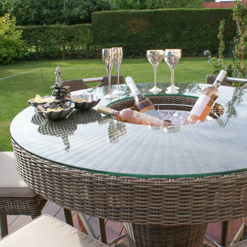 Lotta 6 Seater Round Rattan Bar Set - with Ice Bucket