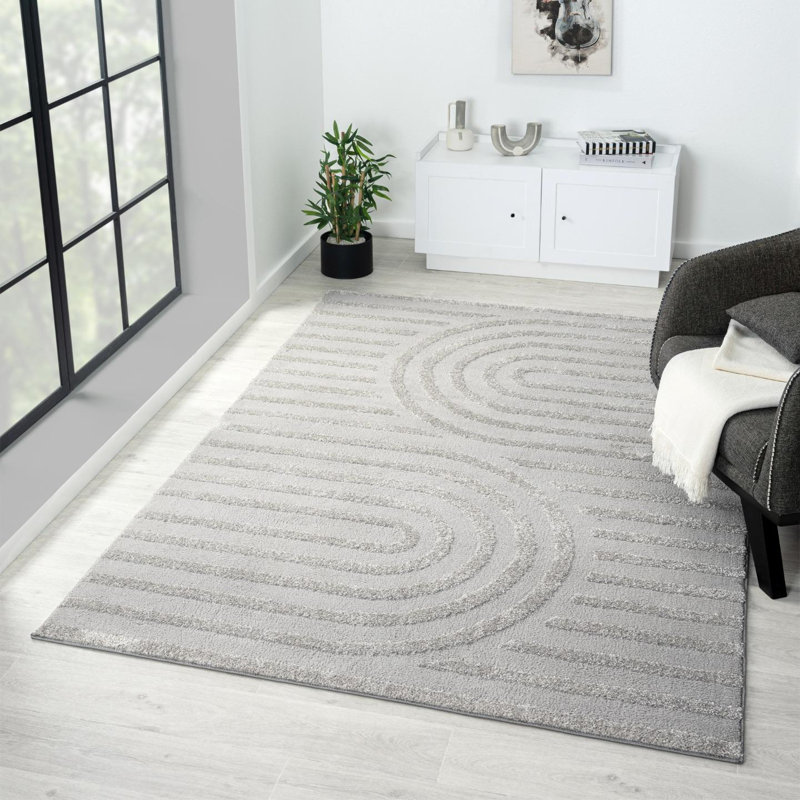 Ibiza Abstract Indoor Rug, Rectangle 4' x 5', Silver