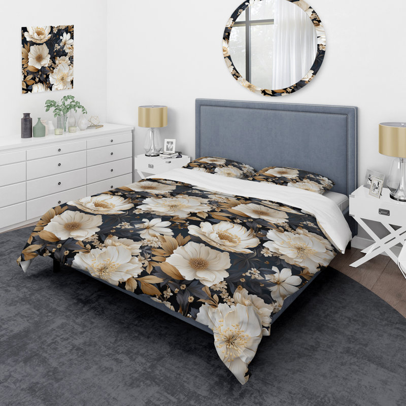 Magnifique ensemble de housse de couette floral Magnolia Blooms I, Housse de couette pour très grand lit et 2 très