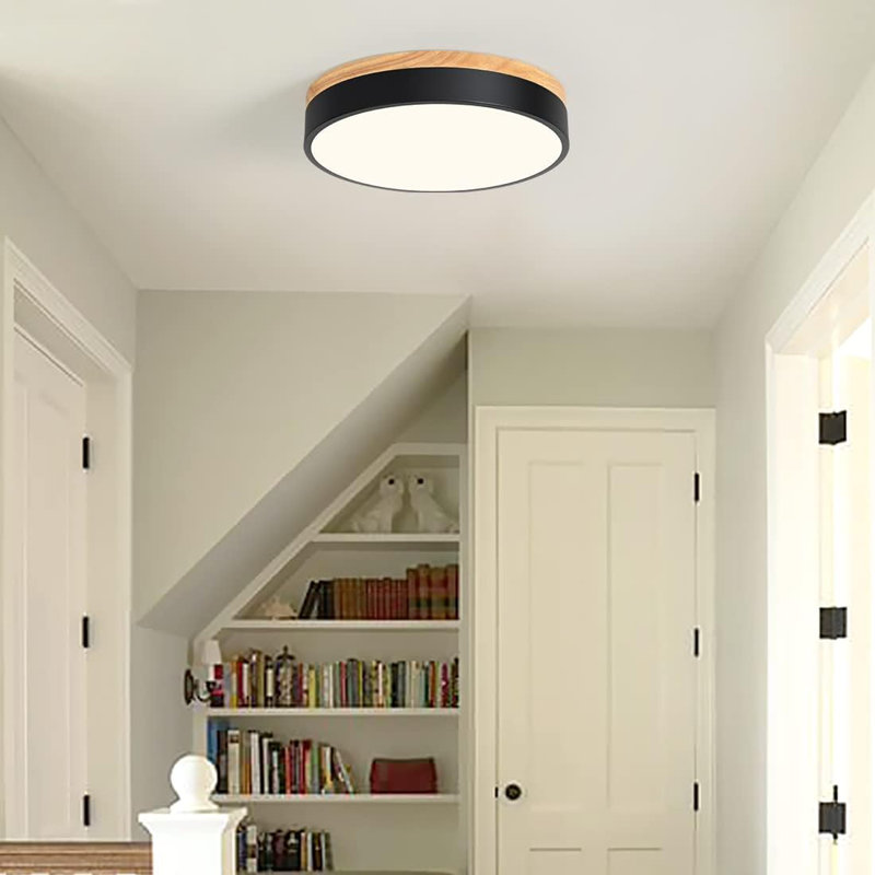 Shaindy LED Flush Mount, Black, 2.55"H x 15.74"W x 15.74"D