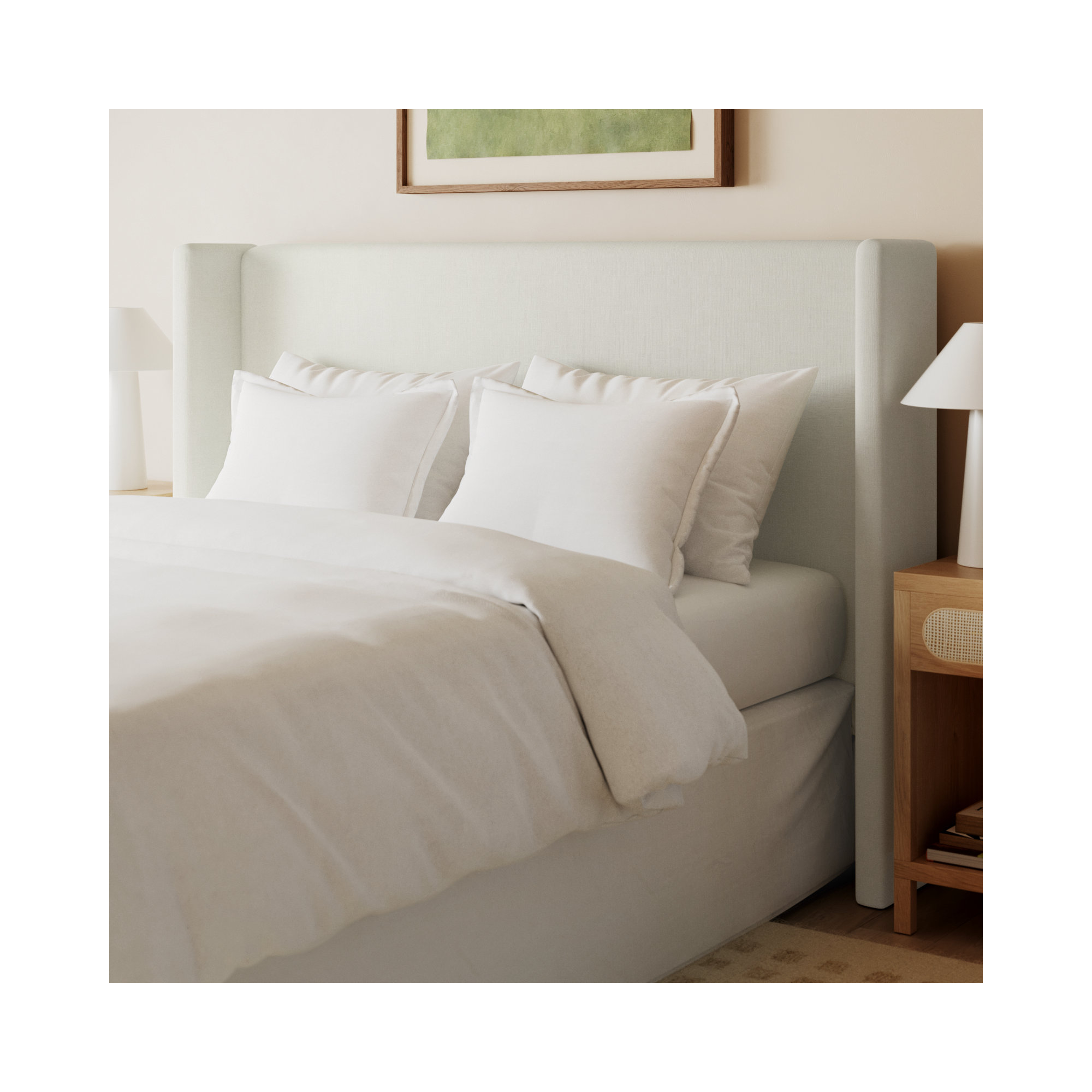Tilly Upholstered Headboard, Zuma White Textured Linen, King