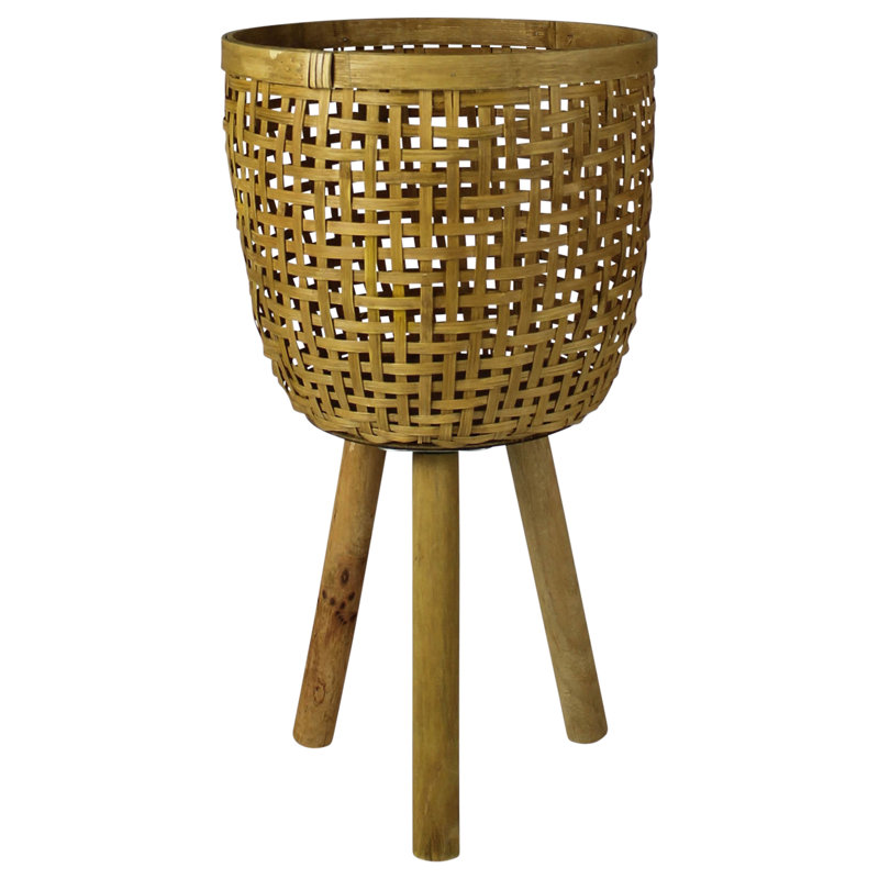 Acoma Large Rattan Basket with Wooden Legs