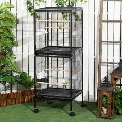 Large Bird Cage with 1.7 ft. Width for Wingspan, Bird Aviary Indoor with Multi-Door Design, Fit for a Canary, Finch, Conure, 55",