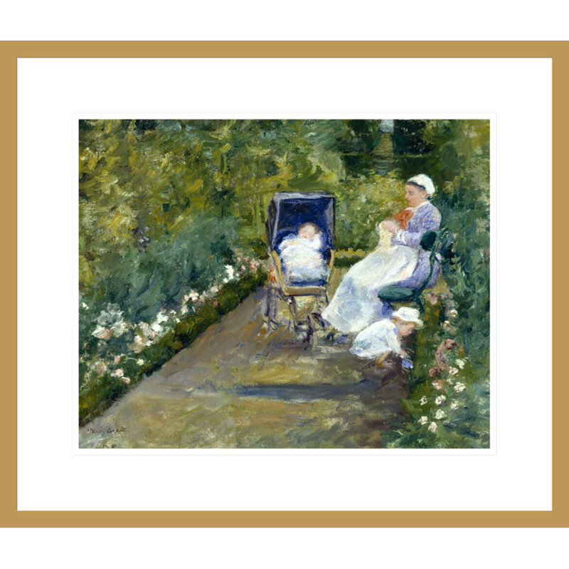 «Children in a Garden (The Nurse)» par Mary Cassatt, impression giclée encadrée, H 17,75 po x l 20,75 po