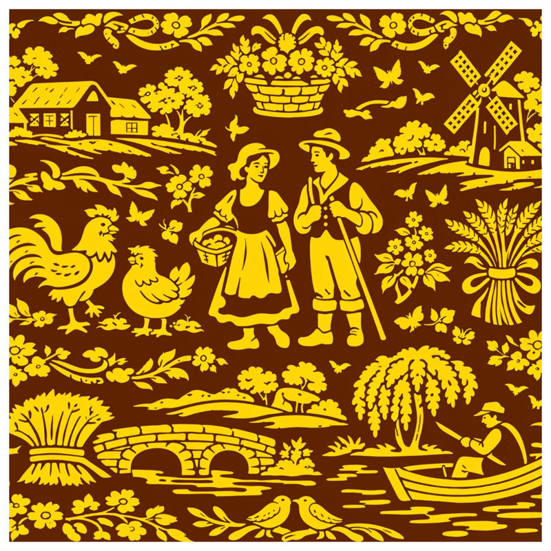 Couvertures Folk Art Village, 60in W x 80in H