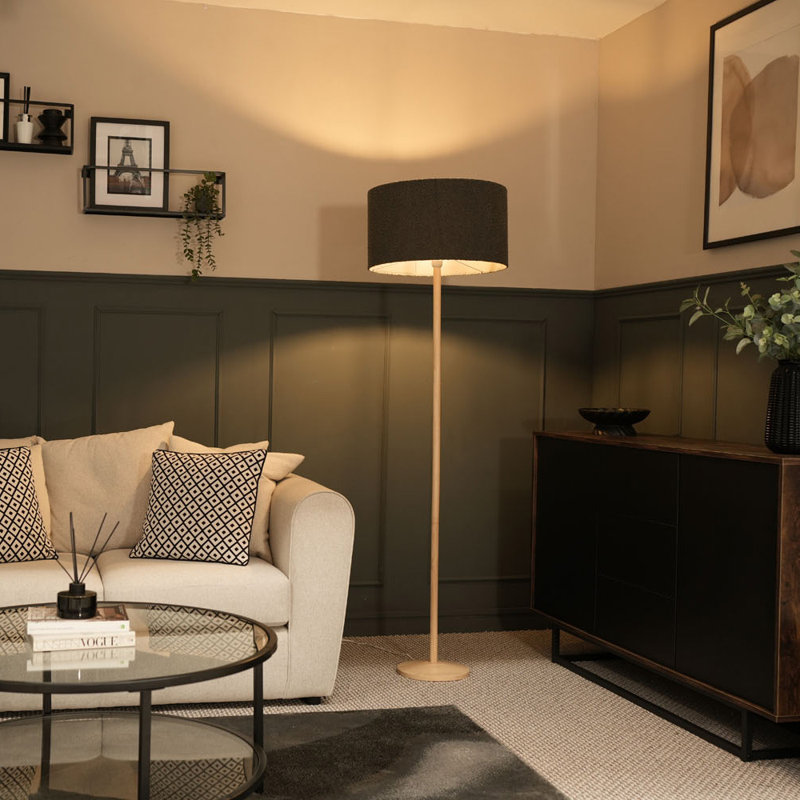 Monhollan 140cm Traditional Floor Lamp Set, Charcoal, Yes