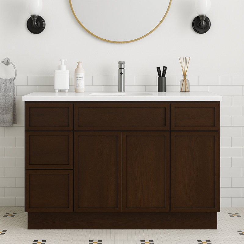 Base de meuble-lavabo simple 48 po seulement, Brun