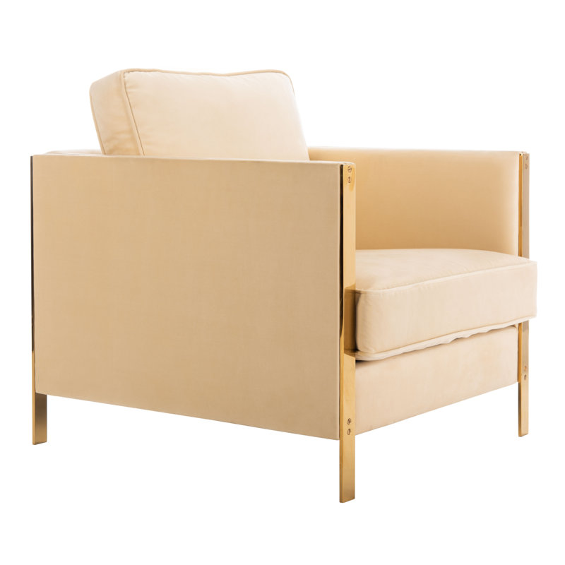 Fauteuil club en velours de 91 cm de large Reign, Crème