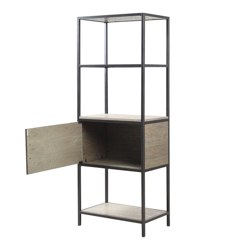 Bibliothèque en bois à 3 tablettes avec armoire de rangement