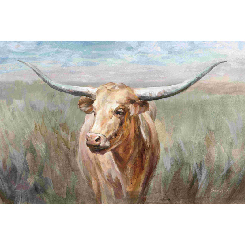 " Big Sky Longhorn Sunset ", 20" H x 30" W