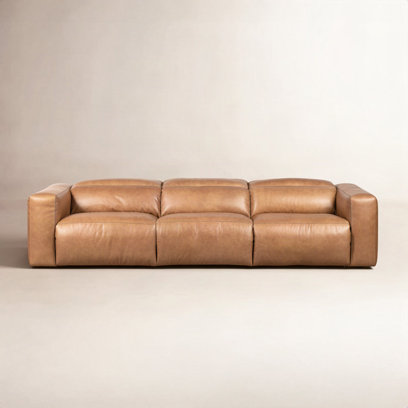 Amed Upholstered 121'' Power Reclining Sofa, Antigo Natural Polyester Blend