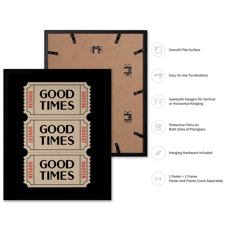 Good Times billets de cinéma, Black Framed, Poster, 12"H x 16"W