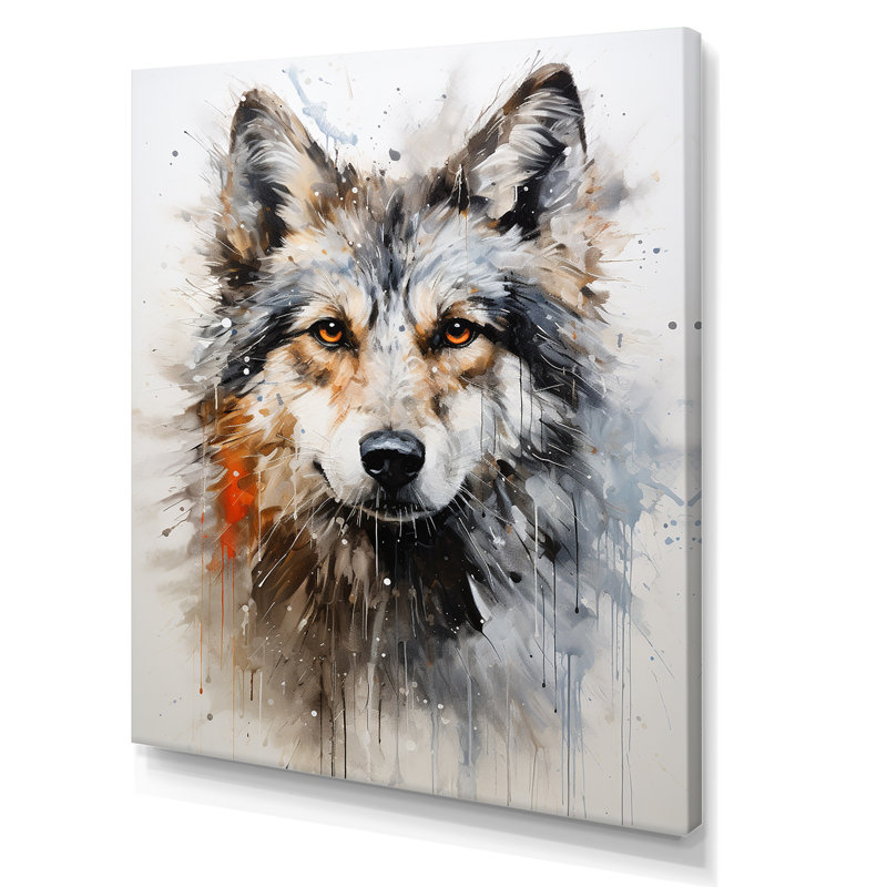 Portrait de loup curieux - décoration murale animal loup, Toile tendue, H 32 po x l 16 po x P 1 po