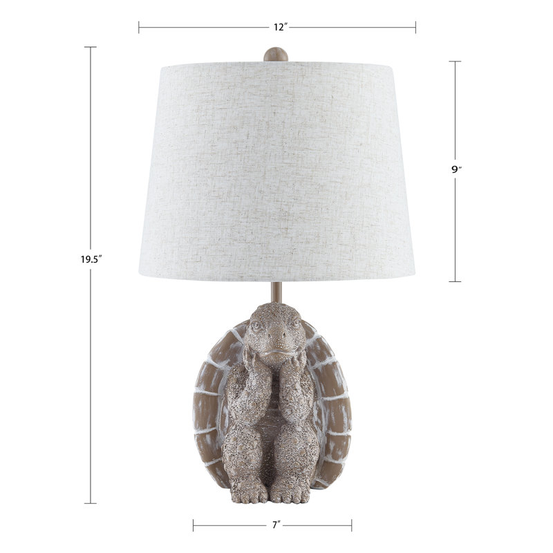 Lampe de table 19,5 "en résine texturée brune, Beige, Brun