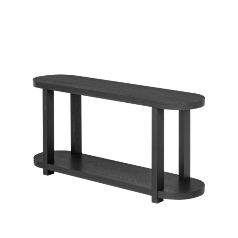 Uniquely designed entryway table with streamlined tabletop design, Black