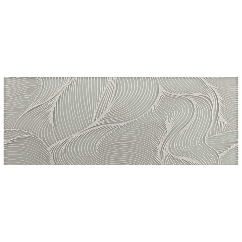 Sonya Waves 6x16 Frosted Glass Tile, Sterling Gray