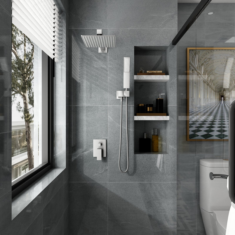 12 Inch High Pressure Rain Shower Head Combo with Extension Arm,Adjustable Handheld Dual Shower Head 1.8 GPM, Brushed Nickel