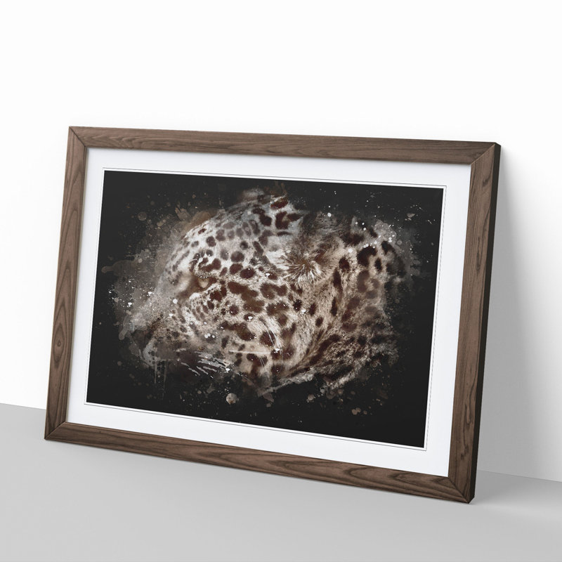 Jaguar - Picture Frame Graphic Art, Walnut, 65cm H x 90cm W x 2cm D