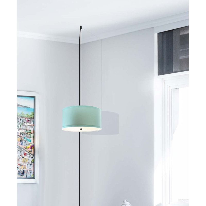 Abdul-Hannan 2 - Light Black Single Pendant, Island Paradise Blue, 7" H x 14" W x 18" D