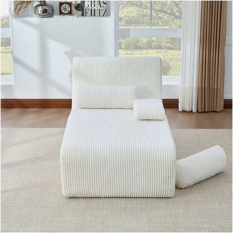 Canapé moderne sans méridienne 34,2 po, Beige Corduroy, Beige