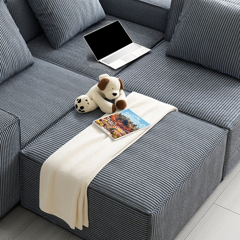 Canapé modulaire en forme de L de Boneless, Velours côtelé gris