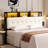 Upholstered Storage Headboard With Built-In Charging Station, LED Light Strip, Hidden Drawer And Shelf – Tufted Button Design-1580861415