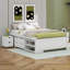 Lit double pleine grandeur, lit en bois massif avec lit gigogne, boîte de rangement sous le lit à 2 tiroirs, tablettes et table de chevet-108043893