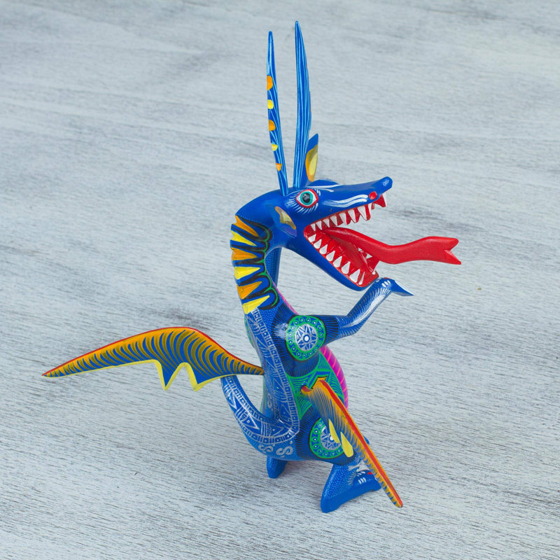 Happy Dragon Wood Alebrije Figurine