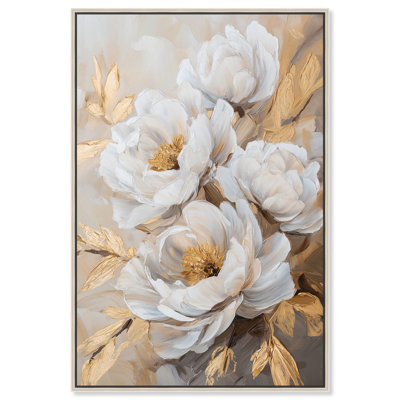 Art Remedy Elegant Flower Art Canvas, Blooming in the Golden Mist